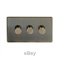 Soho Lighting Antique Brass 3 Gang 2 Way Trailing Edge LED Dimmer Switch 250W