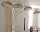 Steel, Aluminum Torchier, Brushed Crome Arc Floor Lamp With 4saucer Dimmer Lights