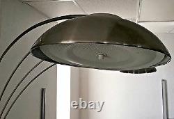 Steel, Aluminum Torchier, Brushed Crome Arc Floor Lamp with 4Saucer Dimmer Lights
