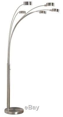 Steel Floor Lamp 5 Arms Dimmer Switch 5 Lights Adjustable Rotate Reader 88 Tall