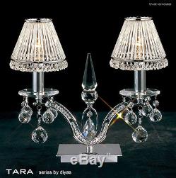 Tara Crystal Table Lamp 2 Light Chrome With Dimmer Switch (Shades Not Included)