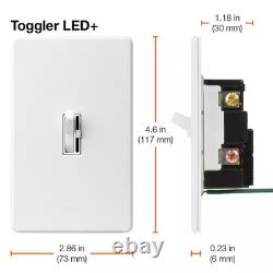 Toggler LED+ Dimmer Switch WithWallplate for Dimmable LED Bulbs, 150WithSingle-Pole