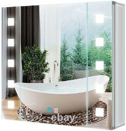 Tokvon Gondola led illuminated bathroom mirror cabinet with led dimmer Switch