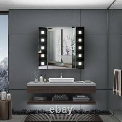 Tokvon Gondola led illuminated bathroom mirror cabinet with led dimmer Switch