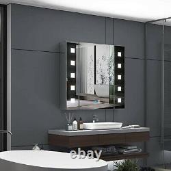 Tokvon Gondola led illuminated bathroom mirror cabinet with led dimmer Switch