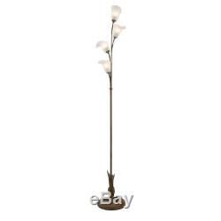 Traditional Floor Lamp French Gold Bronze 4 Light Frosted Glass In-Line Dimmer