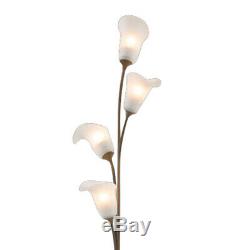 Traditional Floor Lamp French Gold Bronze 4 Light Frosted Glass In-Line Dimmer