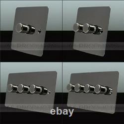 Trailing Edge Mains LED Dimmer Light Switch 250W 2 Way Black Nickel Flat