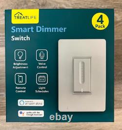 Treatlife Smart Dimmer Switch 4 Pack, Smart Light Switch Model DS01C