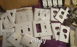VINTAGE Modern LOT IVORY WHITE SWITCH PLATE OUTLET COVERS Outlets Lights Dimmer
