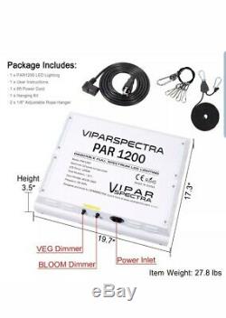 VIPARSPECTRA PAR1200 1200W LED Grow Light 12-Band Dimmable 2 Dimmer Switches