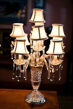 Vintage 9 Arm Crystal Luxury Table Desk Lamp Light Chandelier With Dimmer Switch