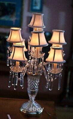 Vintage 9 Arm Crystal Luxury Table Desk Lamp Light Chandelier With Dimmer Switch