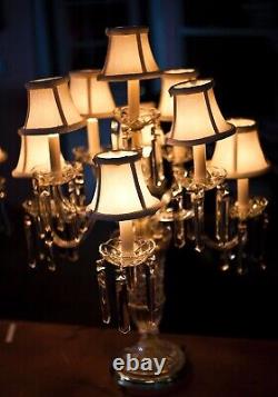 Vintage 9 Arm Crystal Table Desk Lamp Chandelier Lights With Dimmer Switch