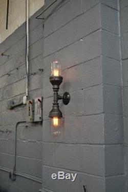 Vintage Industrial Double Glass Wall Sconce Lamp Light, Dimmer Switch Compatible