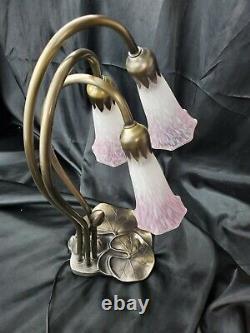 Vintage Tiffany Style Pink Glass 3 Light Lilly Lamp 16 DIMMER SWITCH BRIGHTNESS