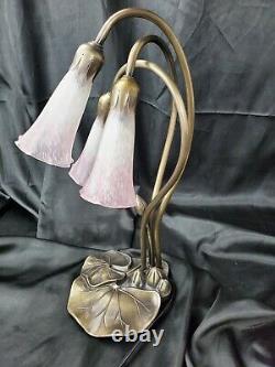 Vintage Tiffany Style Pink Glass 3 Light Lilly Lamp 16 DIMMER SWITCH BRIGHTNESS