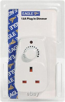 White UK Plug In Adjustable Dimmer Switch Home Lamp Light Intensity Control 13A