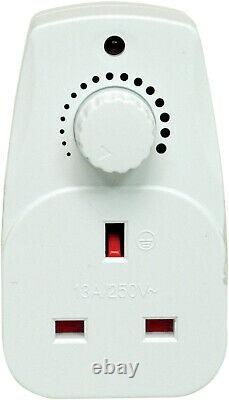 White UK Plug In Adjustable Dimmer Switch Home Lamp Light Intensity Control 13A