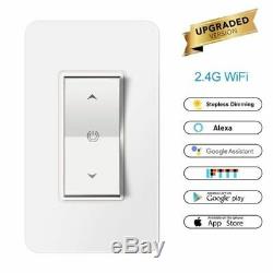 White US 1 Way Smart Wi-Fi Light Dimmer Switch Works with Amazon Alexa Google