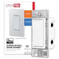 Z-Wave Smart Rocker Light Dimmer with Quickfit and Simplewire, 3-Way Ready, Comp