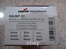 1- Variateur Cooper Lighting DAL06P-C1 Devine Decor 600w Unipolaire ou 3 voies Blanc 1- Variateur Cooper Lighting DAL06P-C1 Devine Decor 600w Unipolaire ou 3 voies Blanc