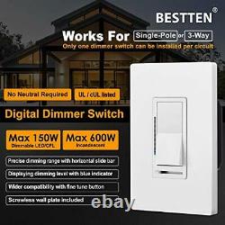 10 Pack Bestten Digital Dimmer Light Switch Avec Indicateur Led, Horizontal