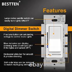 10 Pack Bestten Digital Dimmer Light Switch Avec Indicateur Led, Horizontal Ou