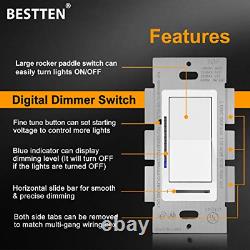 10 Pack Bestten Digital Dimmer Light Switch Avec Indicateur Led, Horizontal Ou
