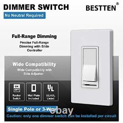 10 Pack Bestten Dimmer Light Switch, 3 Voies Ou Un Seul Poteau, Pour Led Dimmable, I