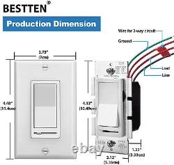 10 Pack Bestten Dimmer Light Switch, Single-pole Ou 3-way, 120v, Compatible Wi