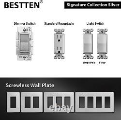 10 Pack Bestten Silver Dimmer Wall Light Switch, Monopolaire Ou 3-way, Avec