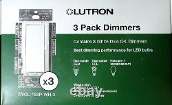 (2) Lutron Diva (3) Pack C L Dimmers Modèle Dvcl-153p-wh-3- Marque Nouveau