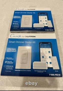 2 Pc Kit de démarrage pour gradateur intelligent Lutron Caseta avec pont intelligent Blanc P-BDG-PKG1W