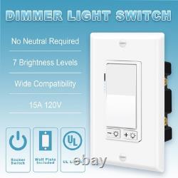 20 pièces, interrupteur variateur 3 voies certifié ETL pour lampes LED à intensité variable, 300 W max, sans neutre