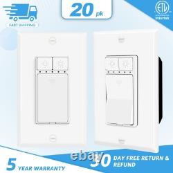 20 pièces, variateur à un pôle à 5 niveaux pour LED/CFL 150 W, homologué ETL, fil neutre