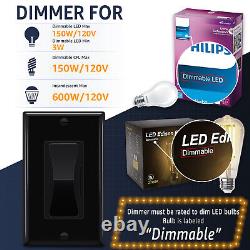 20PK Interrupteur Variateur Noir LED CFL 3 Voies LED Incandescent ETL