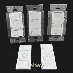 3 Interrupteurs variateurs de lumière intelligents Lutron Caseta PD-6WCL-WH-R LED+ et 2 télécommandes Pico