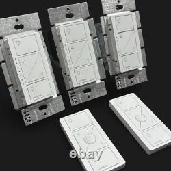 3 Interrupteurs variateurs de lumière intelligents Lutron Caseta PD-6WCL-WH-R LED+ et 2 télécommandes Pico