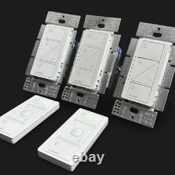 3 Interrupteurs variateurs de lumière intelligents Lutron Caseta PD-6WCL-WH-R LED+ et 2 télécommandes Pico