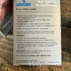 3-LEVITON 61000 DIMMER ROTATIF HAUTE PUISSANCE 1000W 120 AC 61000ISP Ivoire
