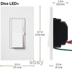 5 Pack Lutron Diva Led+ Dimmer Pour Led, Halogène, Ampoules Incandescentes Dvcl-153p-wh