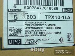 5 interrupteurs à gradateur de lumière fluorescente Leviton Almond Mark 10 TOUCH 1000VA TPX10-1LA