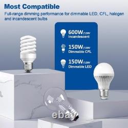 BESTTEN 10 Pack Interrupteur Dimmer à Lumière, Simple Pôle ou 3 Voies, Glissière Blanche