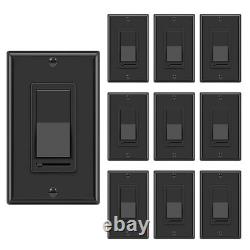 BESTTEN Lot de 10 interrupteurs muraux variateurs de lumière, compatibles avec les modèles standard, noirs