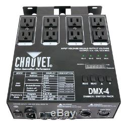 Chauvet Dmx-4 Led 4 Canaux DMX Dj Lighting Switch Gradateur Relais Power Pack Nouveau