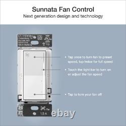 Commande tactile de ventilateur Lutron Sunnata à 4 vitesses ST-FSQ-N-WH blanc