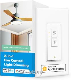 Contrôle intelligent du ventilateur de plafond et interrupteur gradateur de lumière, compatible avec Apple Homekit, Siri