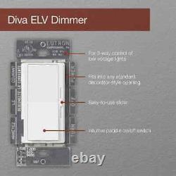 Dimmer Électronique Diva Basse Tension, 300 Watts, Monopole Ou 3 Voies, Blanc Dans
