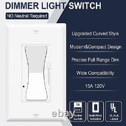 Dimmer à bascule Decora LED, Interrupteur simple et 3 voies, CFL 600W / LED 3W-150W / 20PK